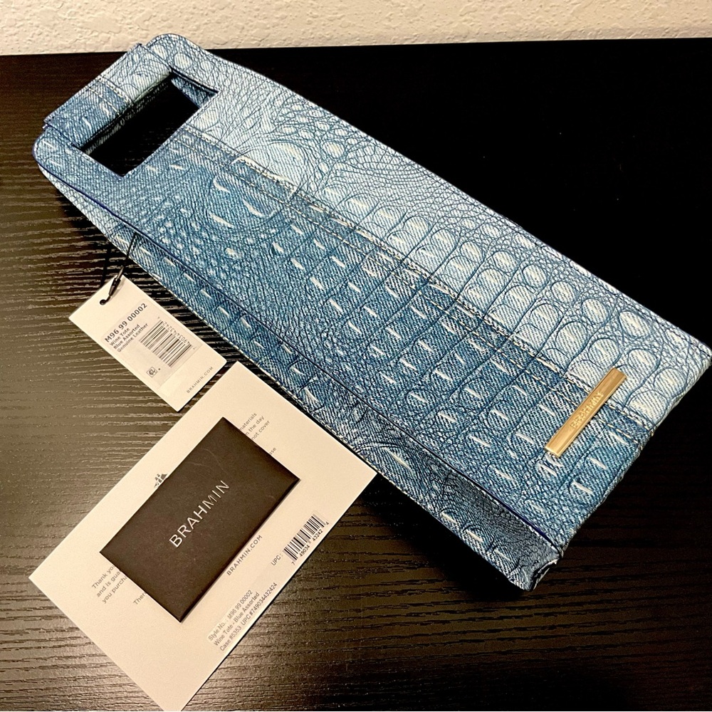 Brahmin Wine Tote Bag DENIM SECOUR Classy Gift Presentation for Spirits ETC. - Picture 3 of 9